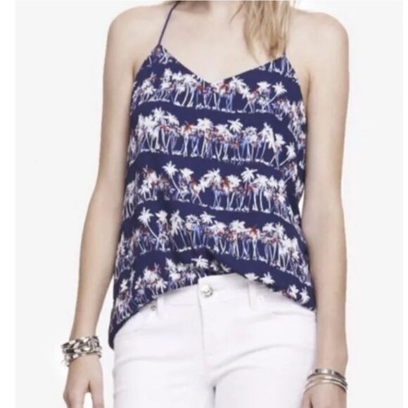 Express Reversible Barcelona Cami Tank Palm Tree Print - Picture 1 of 8